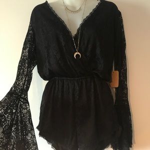 Nasty Gal black lace romper